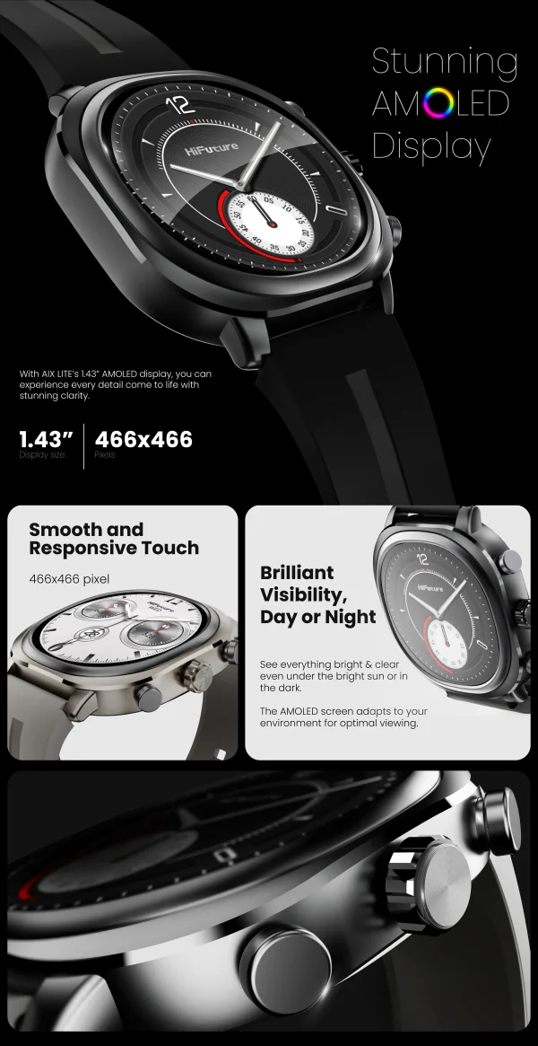 Hifuture AIX Lite Smartwatch – Silver, (AIXLITE-S)