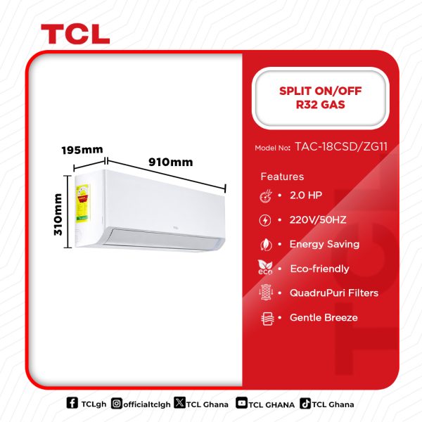 TCL 1.8HP Air Conditioner (TAC-18CSD/ZG11)