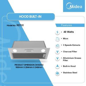 Midea 90cm Built-in Hood with Charcoal Filter (90T01)