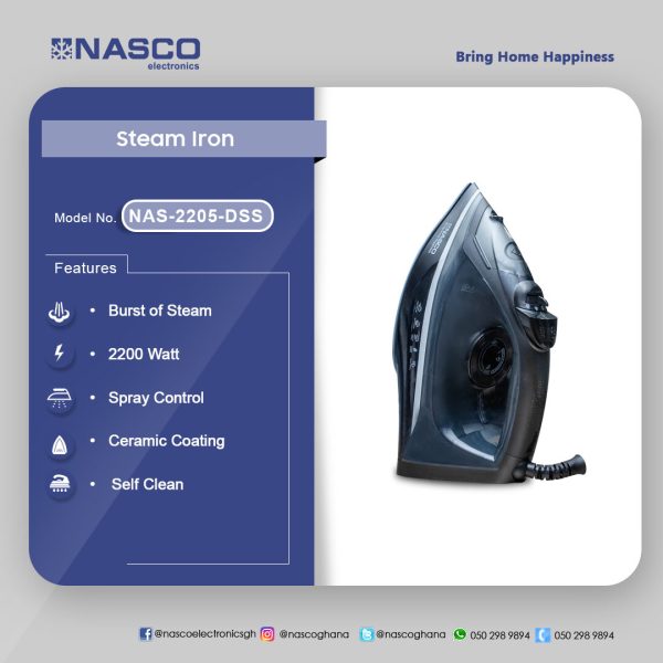 Nasco Steam Iron (NAS-2205-DSS)