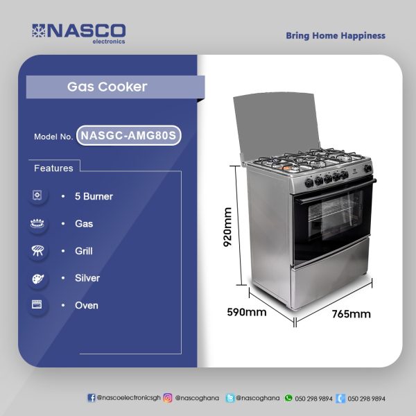 Nasco 5-Burner Gas Cooker (NASGC-AMG80S)